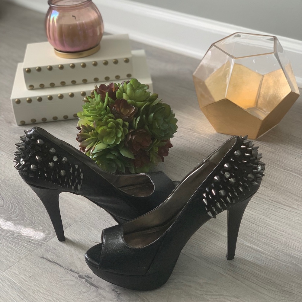 Quipd Luxe Platform Pumps with Studs and Stones